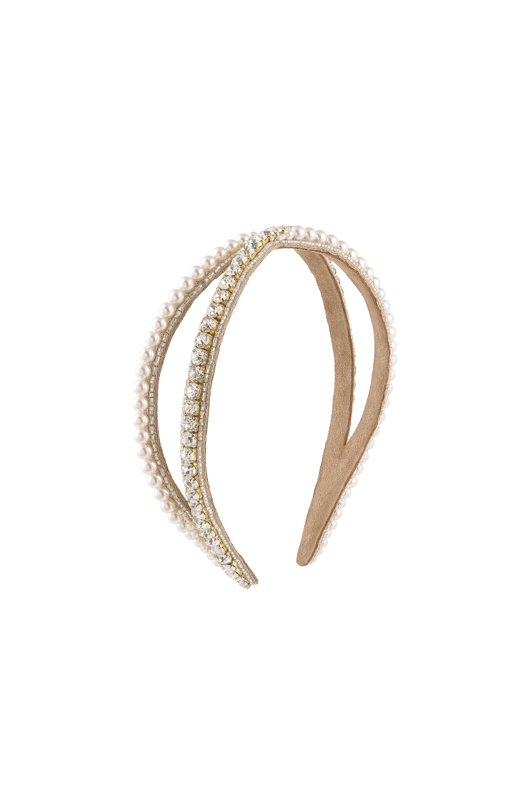 Vintage handmade Deepa Gurnani elastic headband. Gold crystals with cotton back Deepa Gurnani Rhinestone Headband Stretch Elastic Hair Band  main image 3