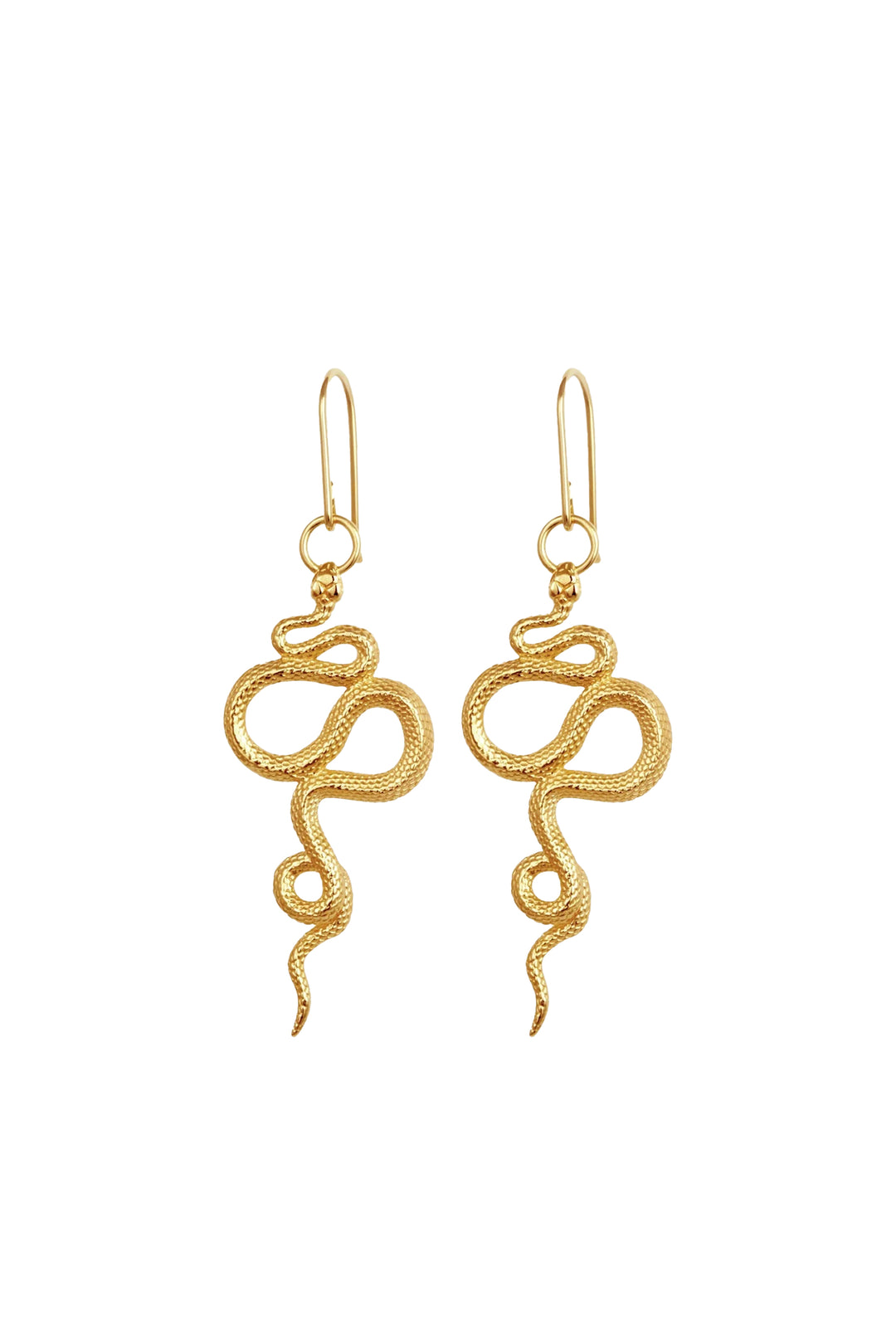 Temple Of The Sun Snake Earrings - Gold