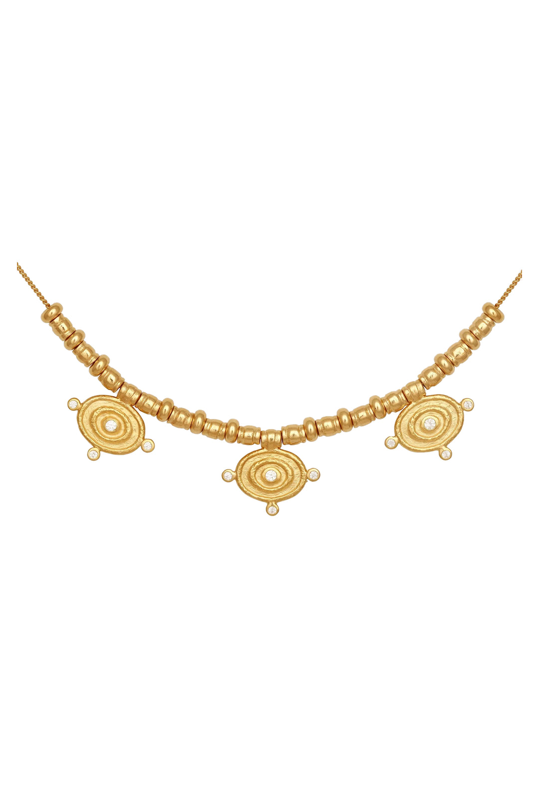 Temple Of The Sun Reign Oval Statement Necklace - Gold