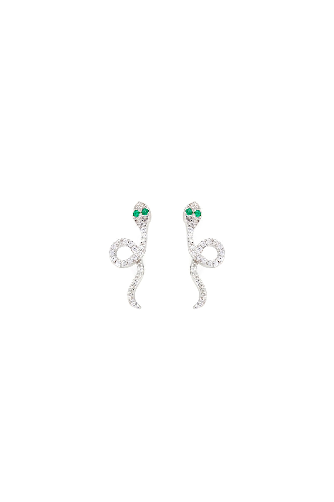 Alouette Design Diamond Snake Studs - White