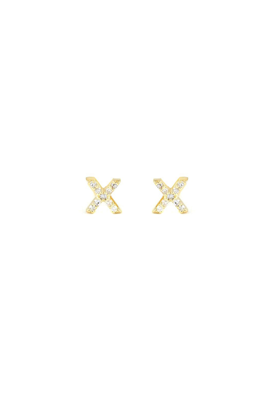 Alouette Design Diamond Cross Studs - White