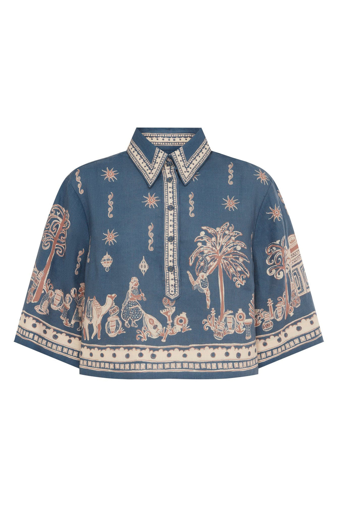 Alemais Acacia Cropped Shirt - Blue