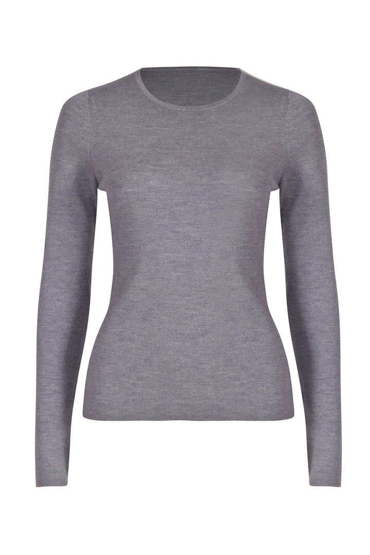 Husk MERINO CREW - Grey Marle