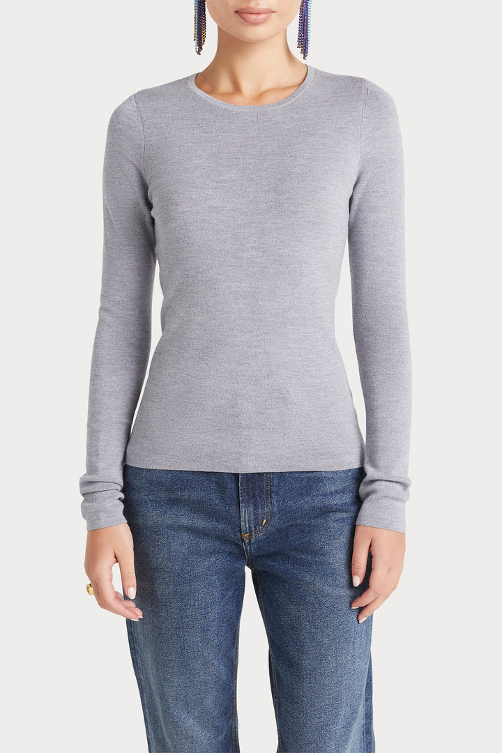 Husk MERINO CREW - Grey Marle