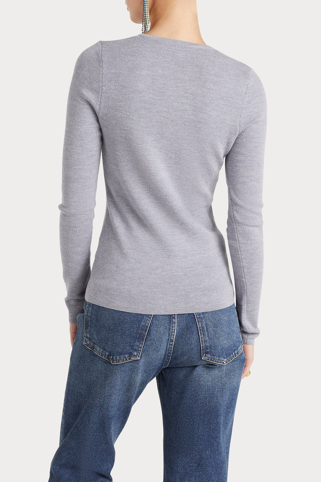 Husk MERINO CREW - Grey Marle