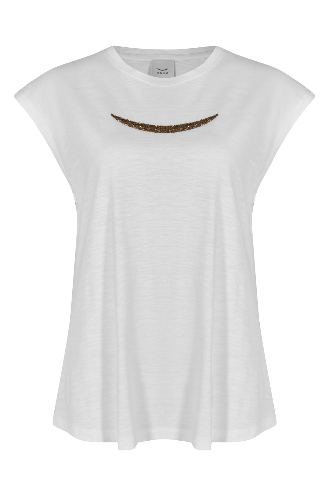 Husk Beaded Tee - White
