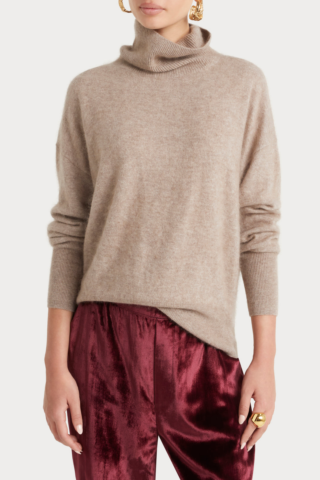 Husk Cash Slouch Knit - Latte