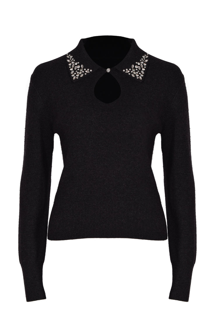 Husk Jewel Collar Knit - Charcoal