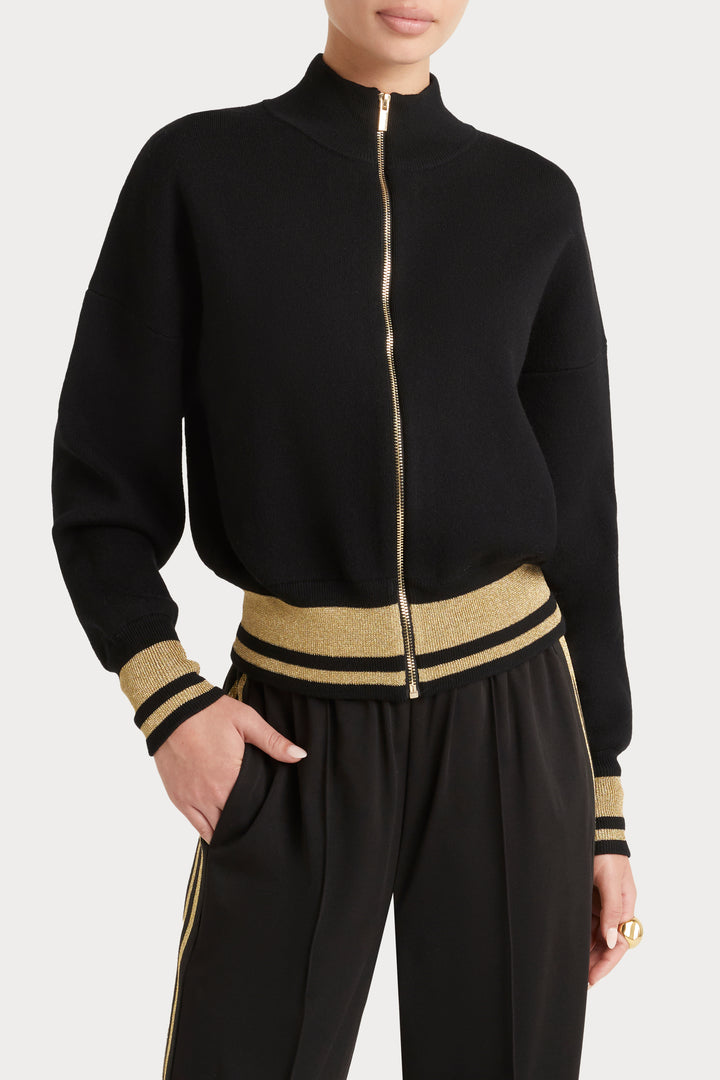 Husk Knit Bomber - Black & Gold