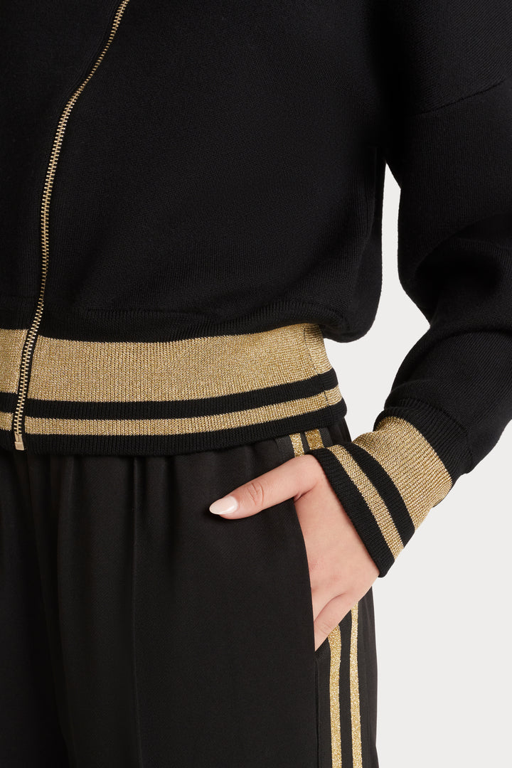 Husk Knit Bomber - Black & Gold