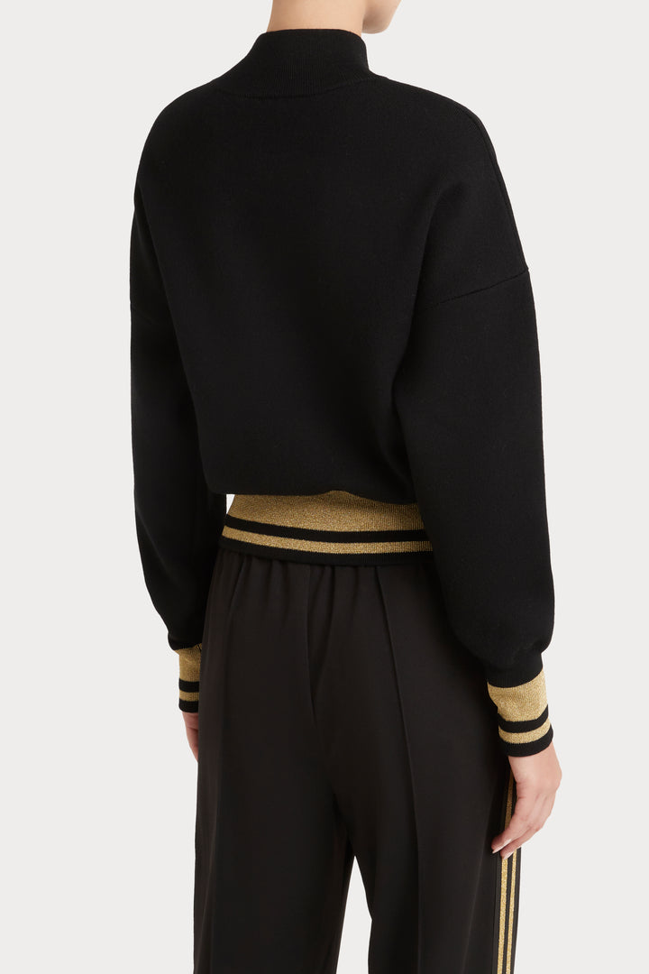 Husk Knit Bomber - Black & Gold