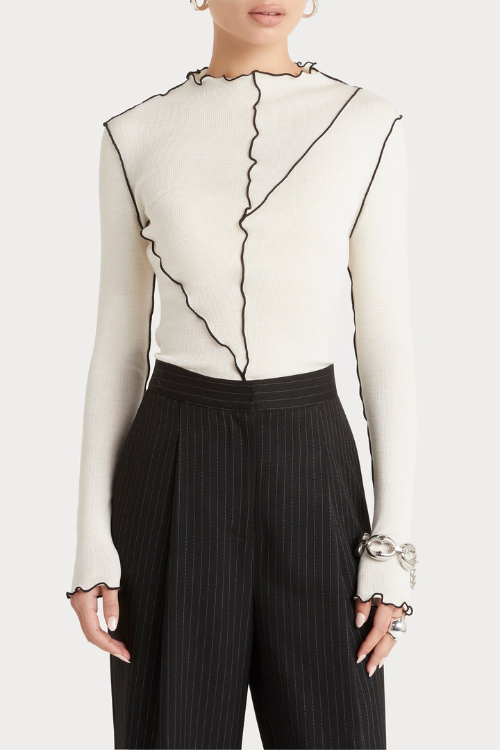 Husk Contrast Rib - White