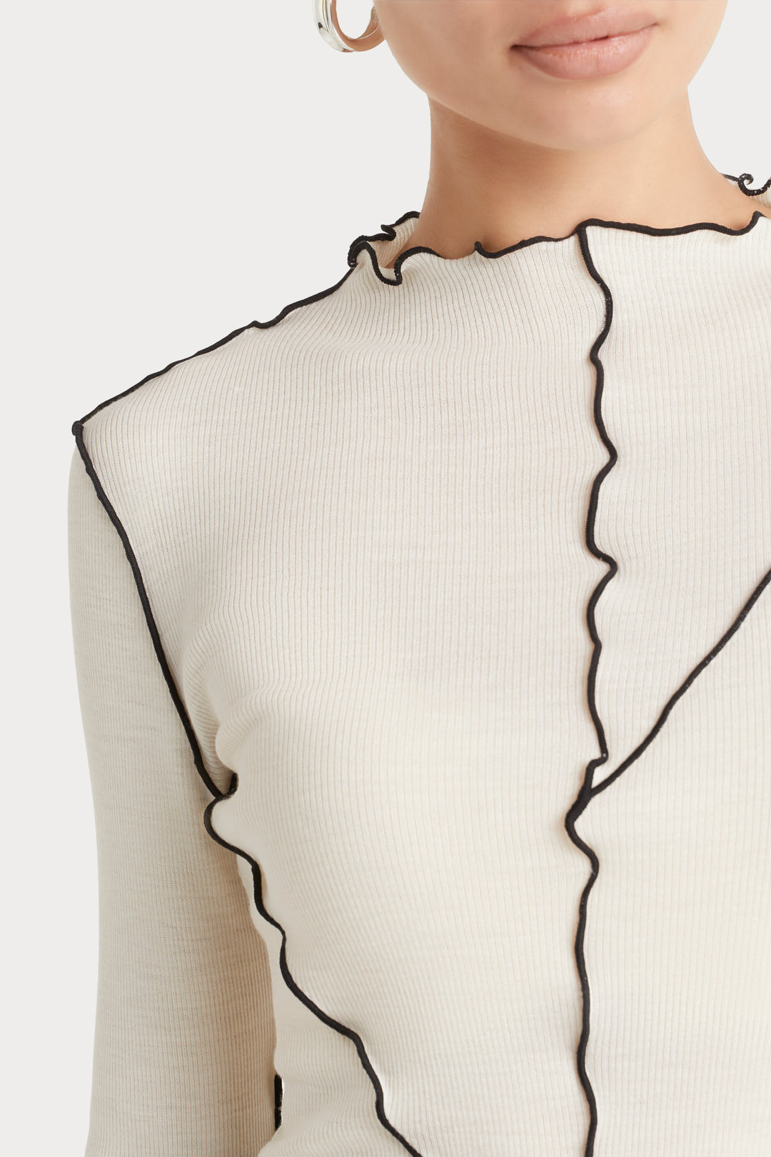 Husk Contrast Rib - White