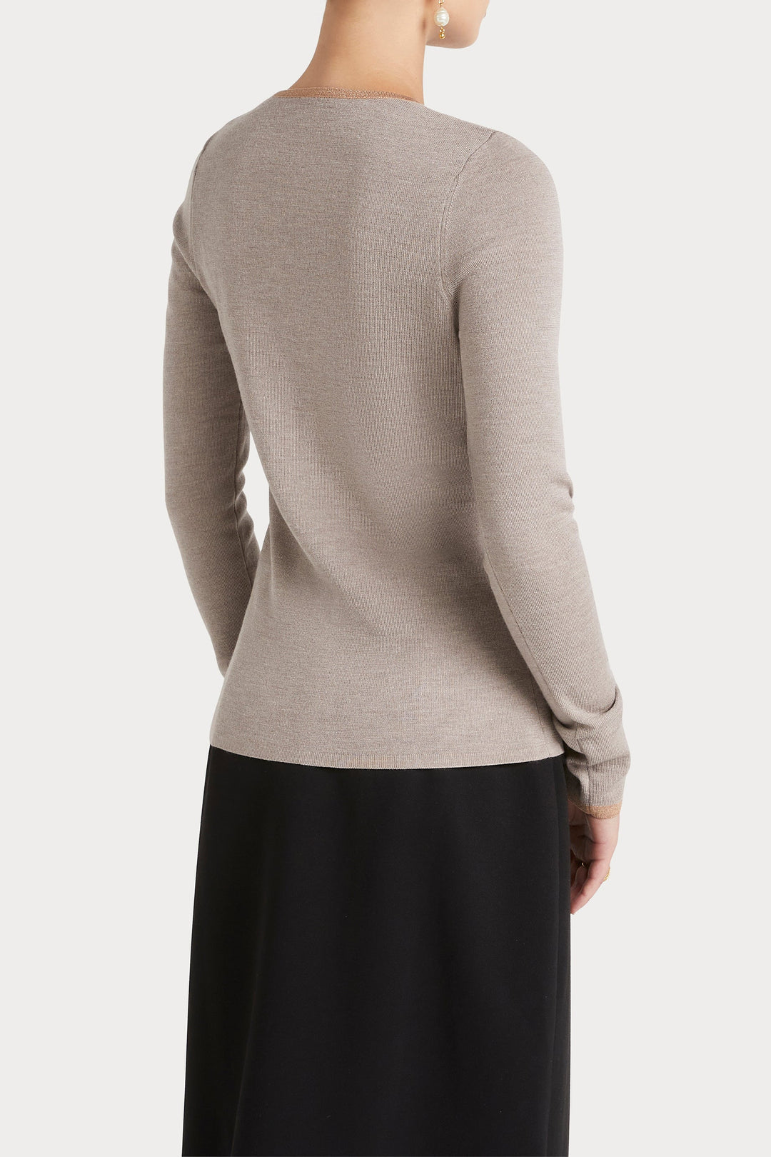Husk Merino Crew - Stone Strp