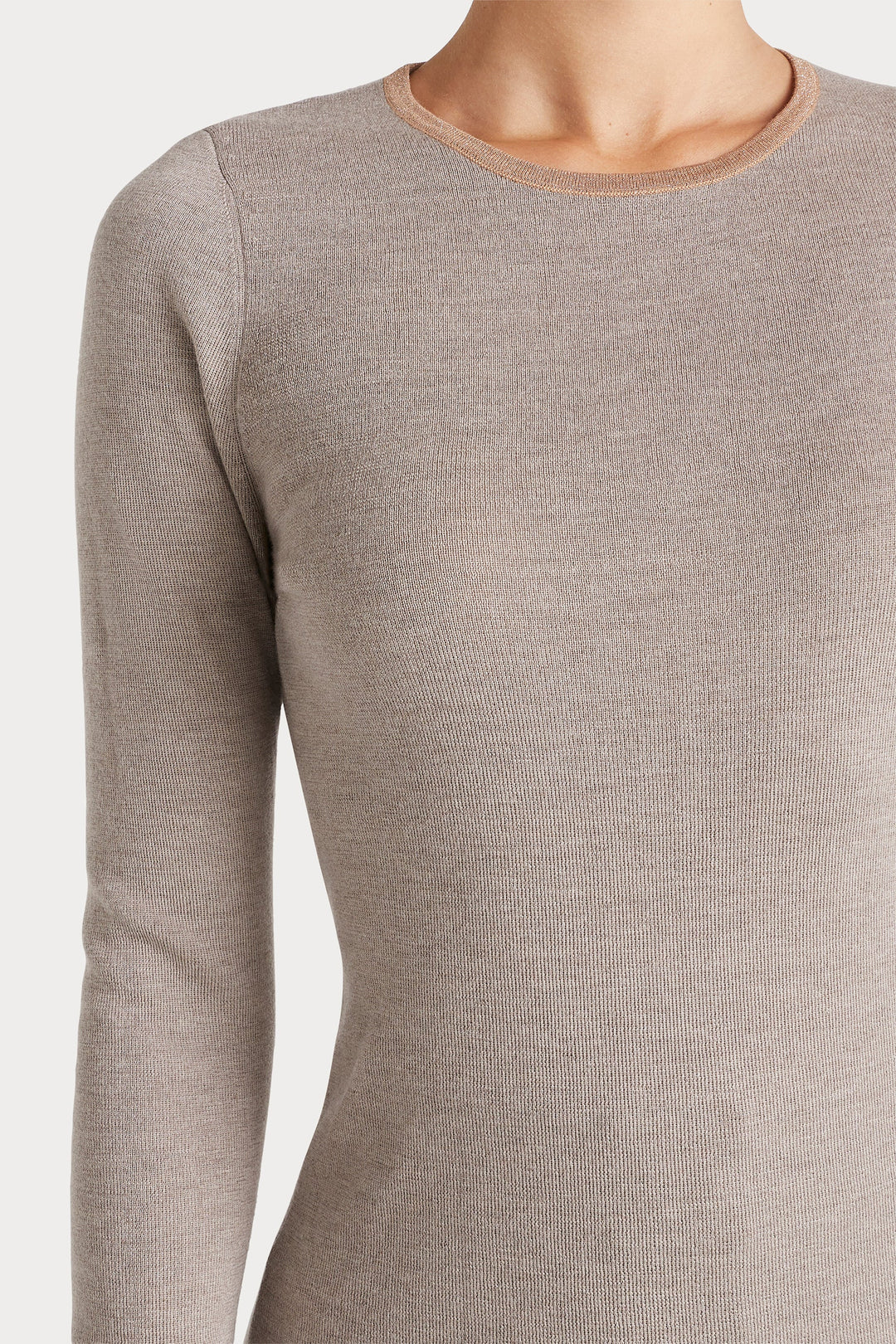 Husk Merino Crew - Stone Strp