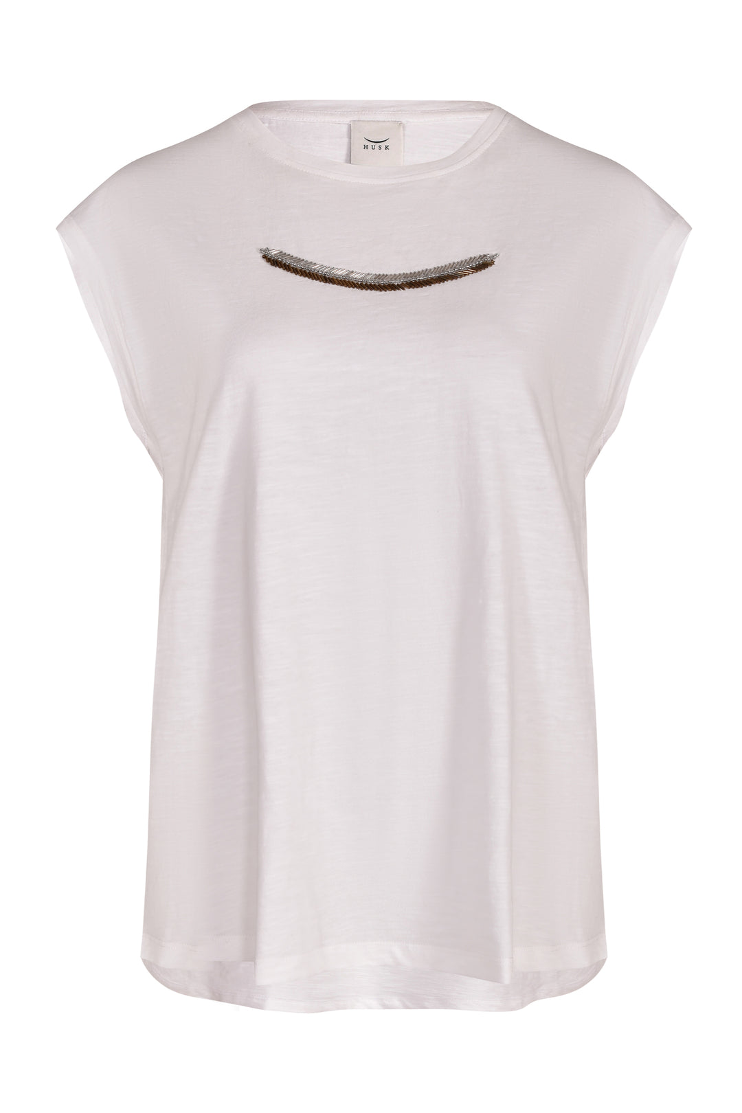Husk Beaded Tee - White