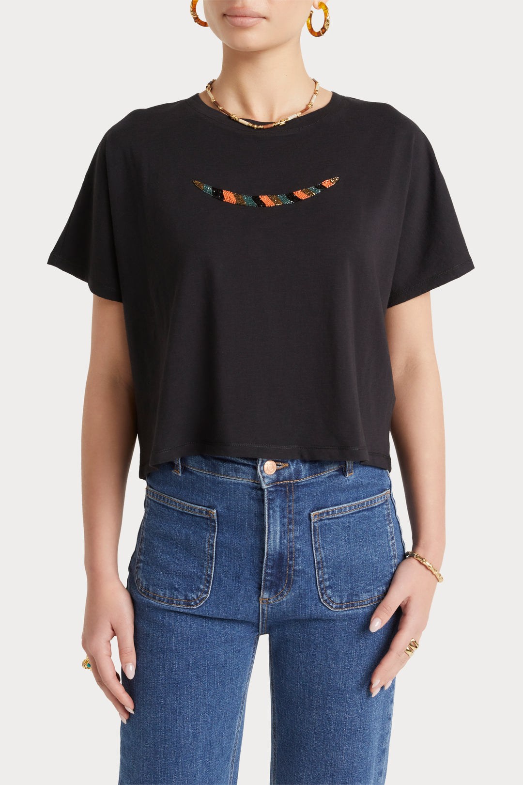 Husk Beaded Tee - Black