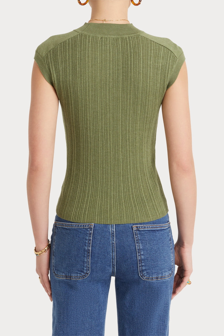 Husk Stripe Rib Knit - Khaki