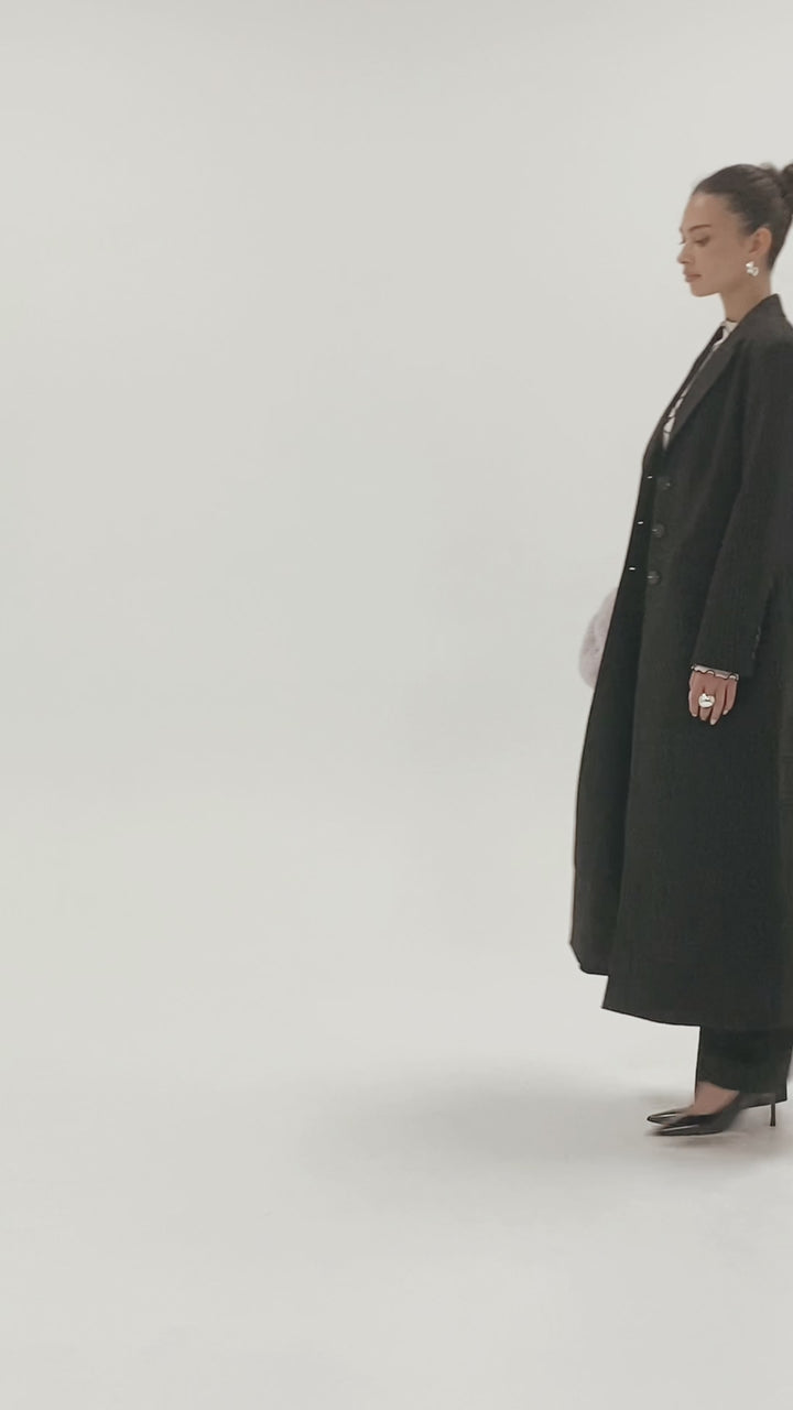 Husk Noir Coat - Pinstripe