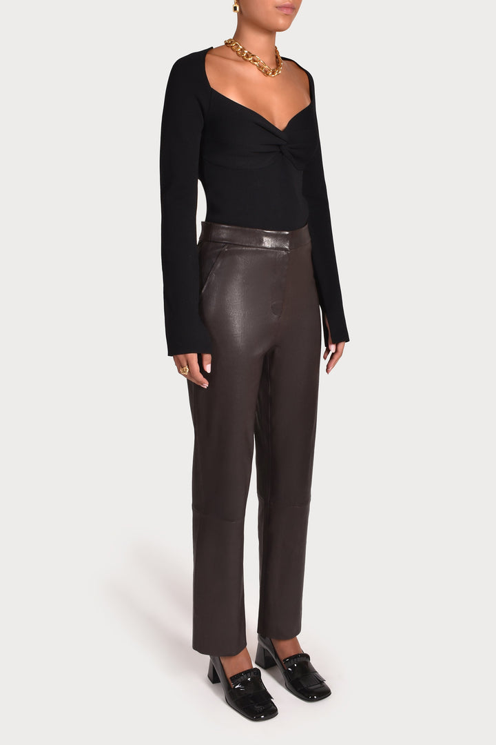 Husk CROP LEATHER - Chocolate