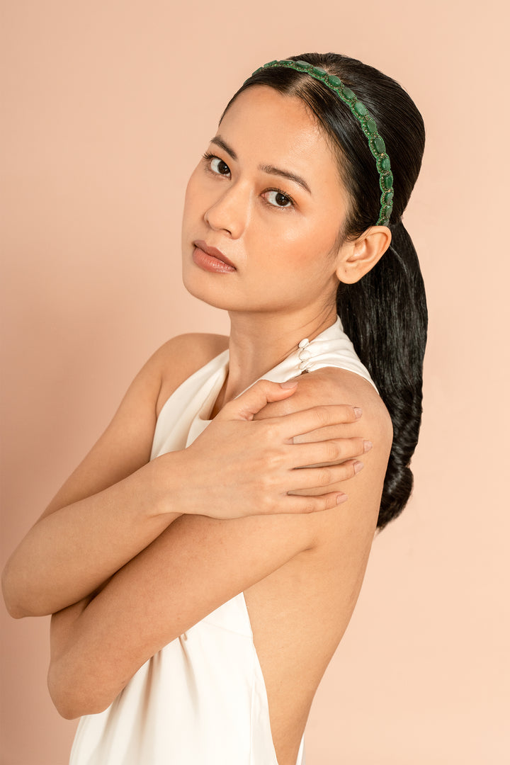 Deepa Gurnani Agrafena Headband - Emerald