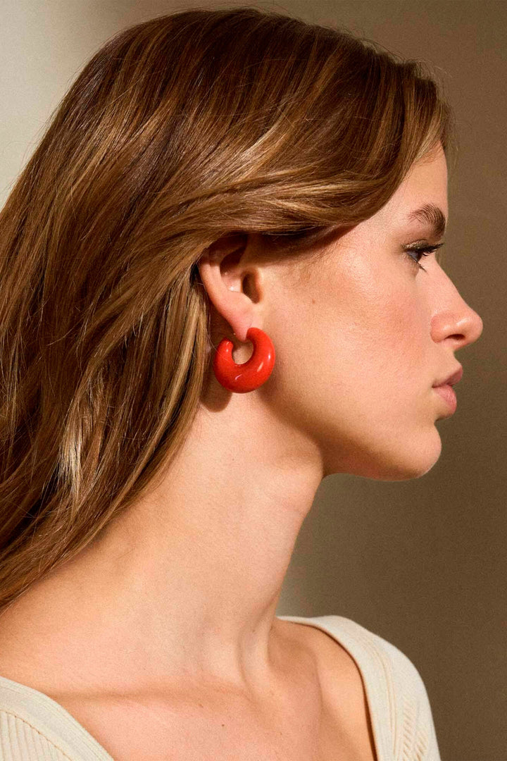 Vanessa Baroni Moon Earring - Coral