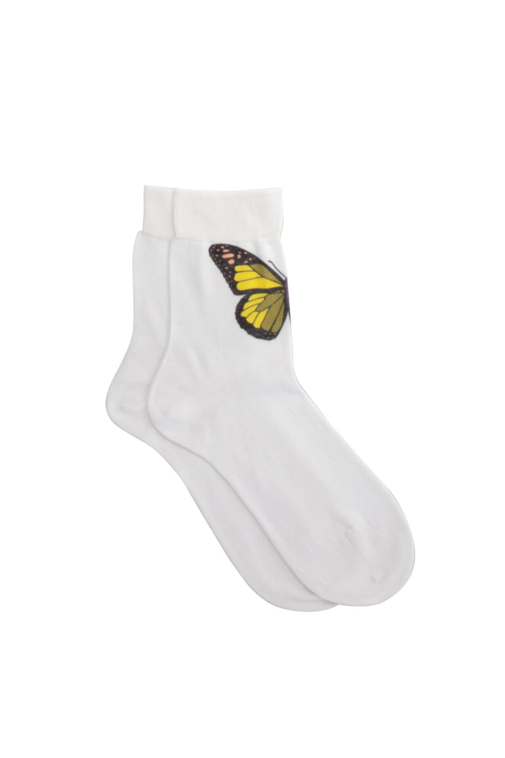 Maria La Rosa Butterfly Sock - White