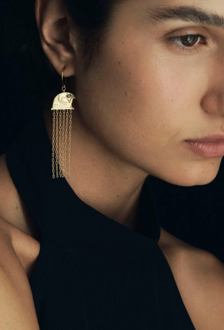 Temple Of The Sun Falcon Earring - Gold