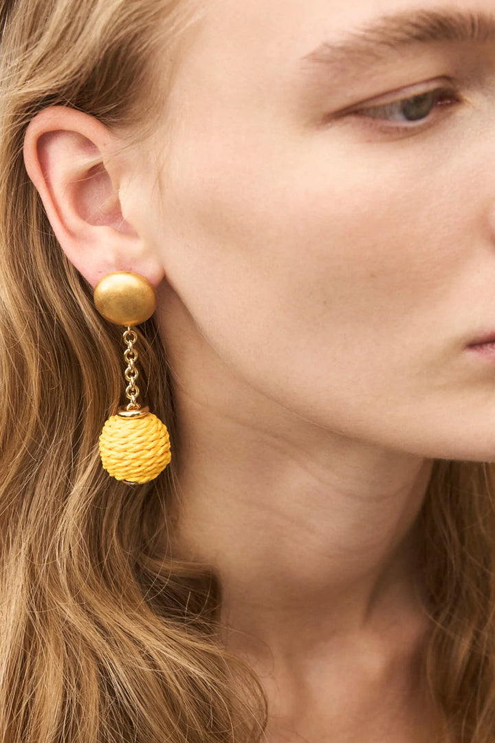 Vanessa Baroni Raffia Earring - Yellow