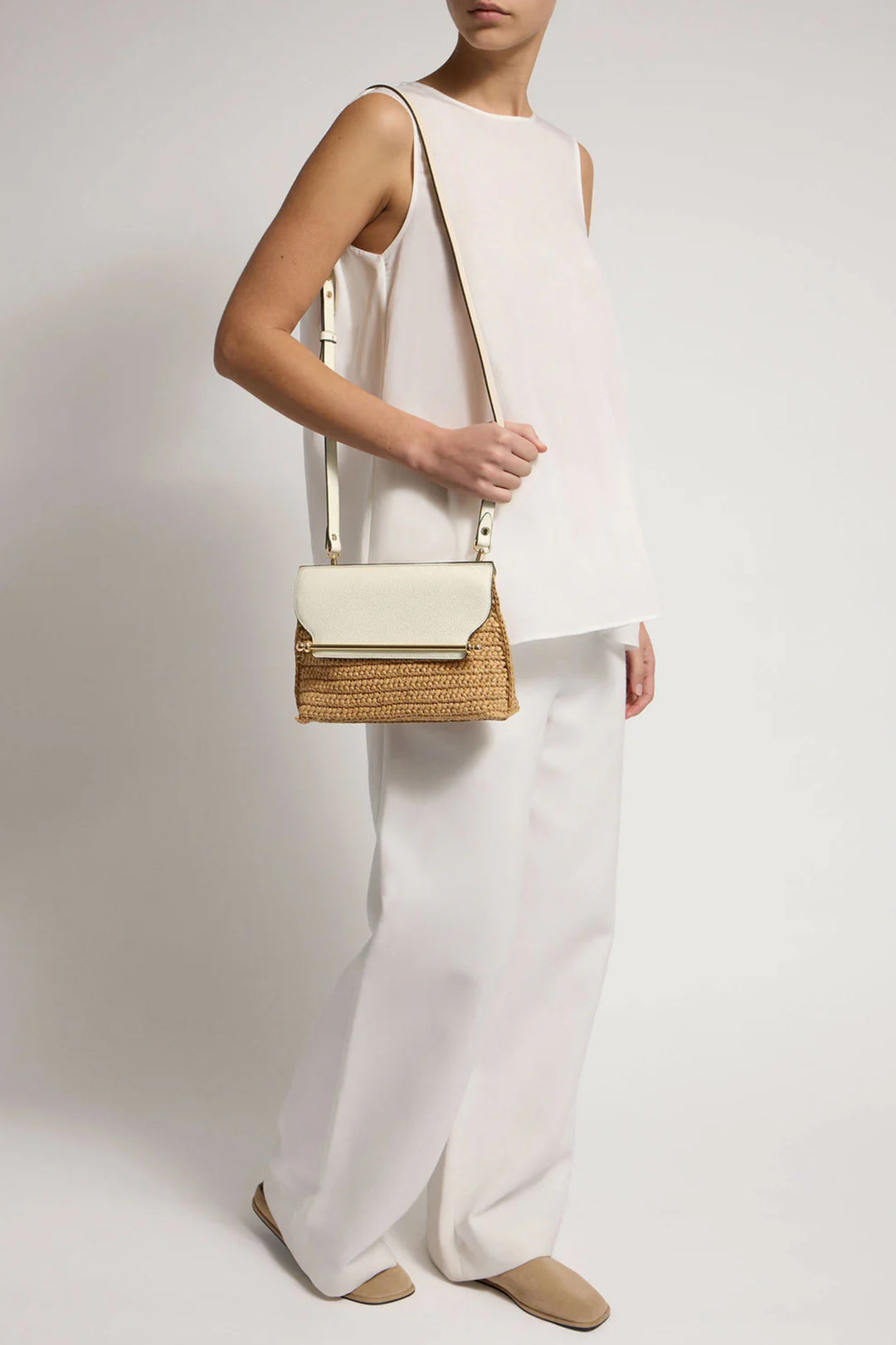 Strathberry Stylist Raffia - White