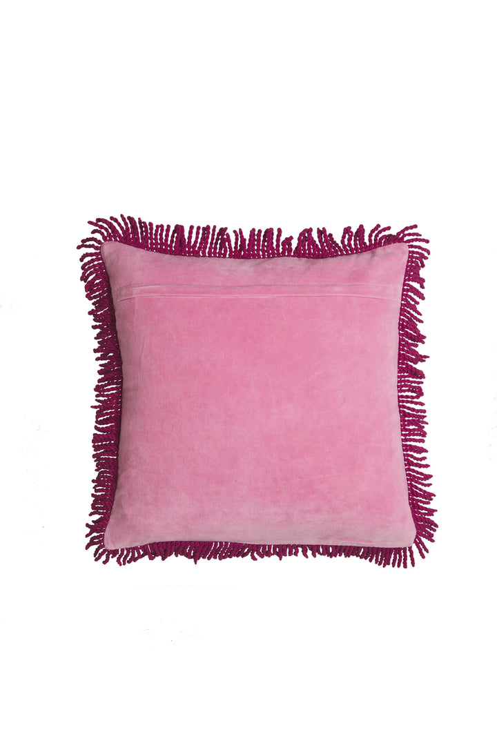 Husk Adelyn Fern Velvet Cushion - Pink