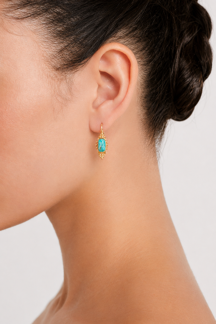 Gas Bijoux Bo Serti Earrings - Turquoise