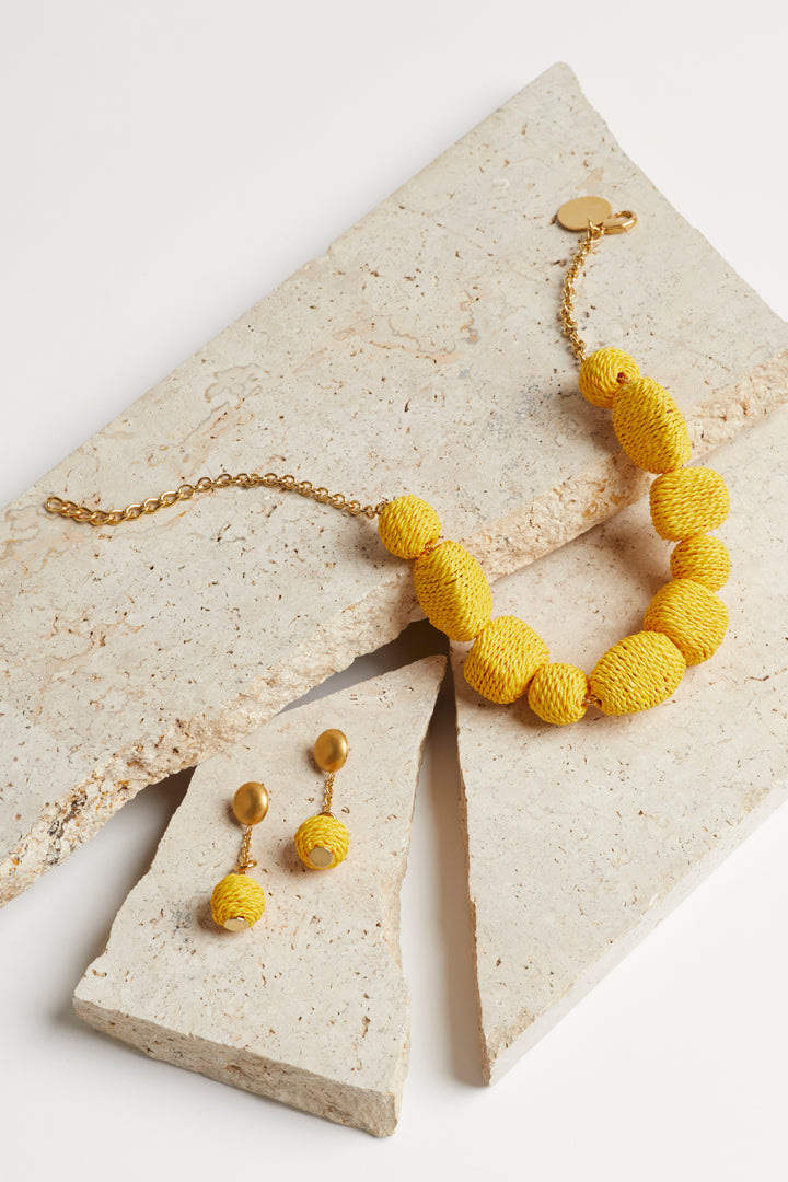 Vanessa Baroni Raffia Necklace - Yellow