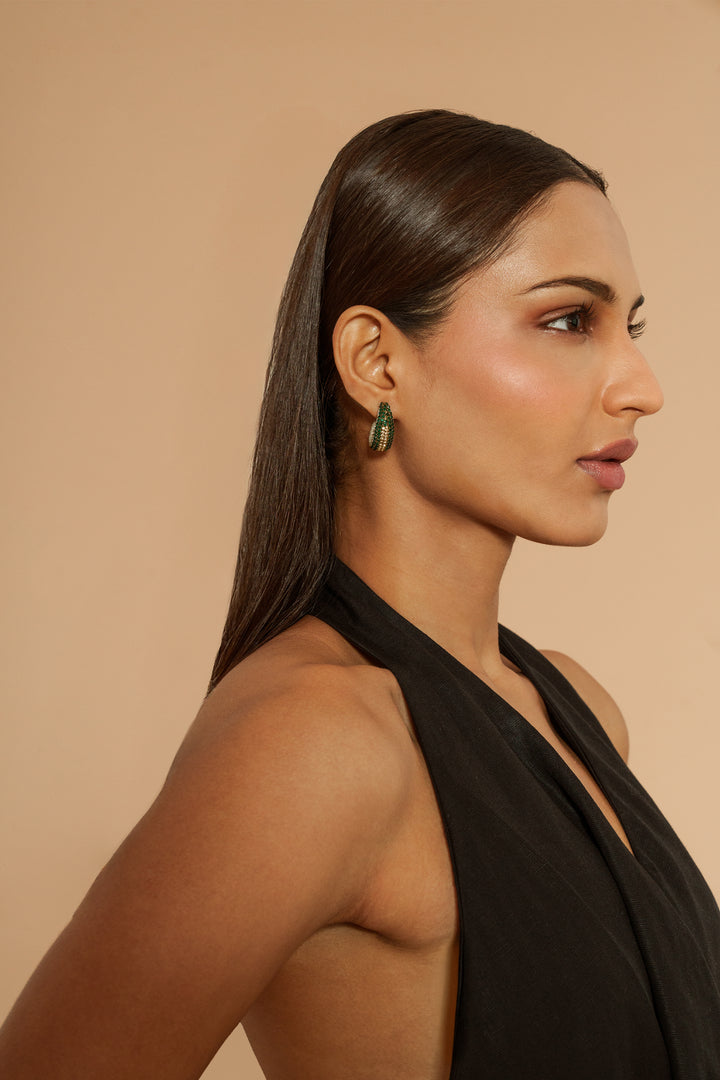 Deepa Gurnani Biles Earrings - Emerald