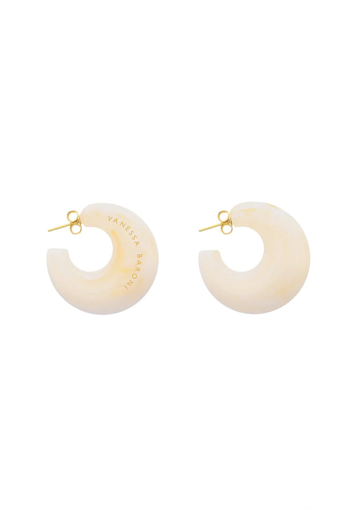 Vanessa Baroni Moon Earrings - Pearl Marble