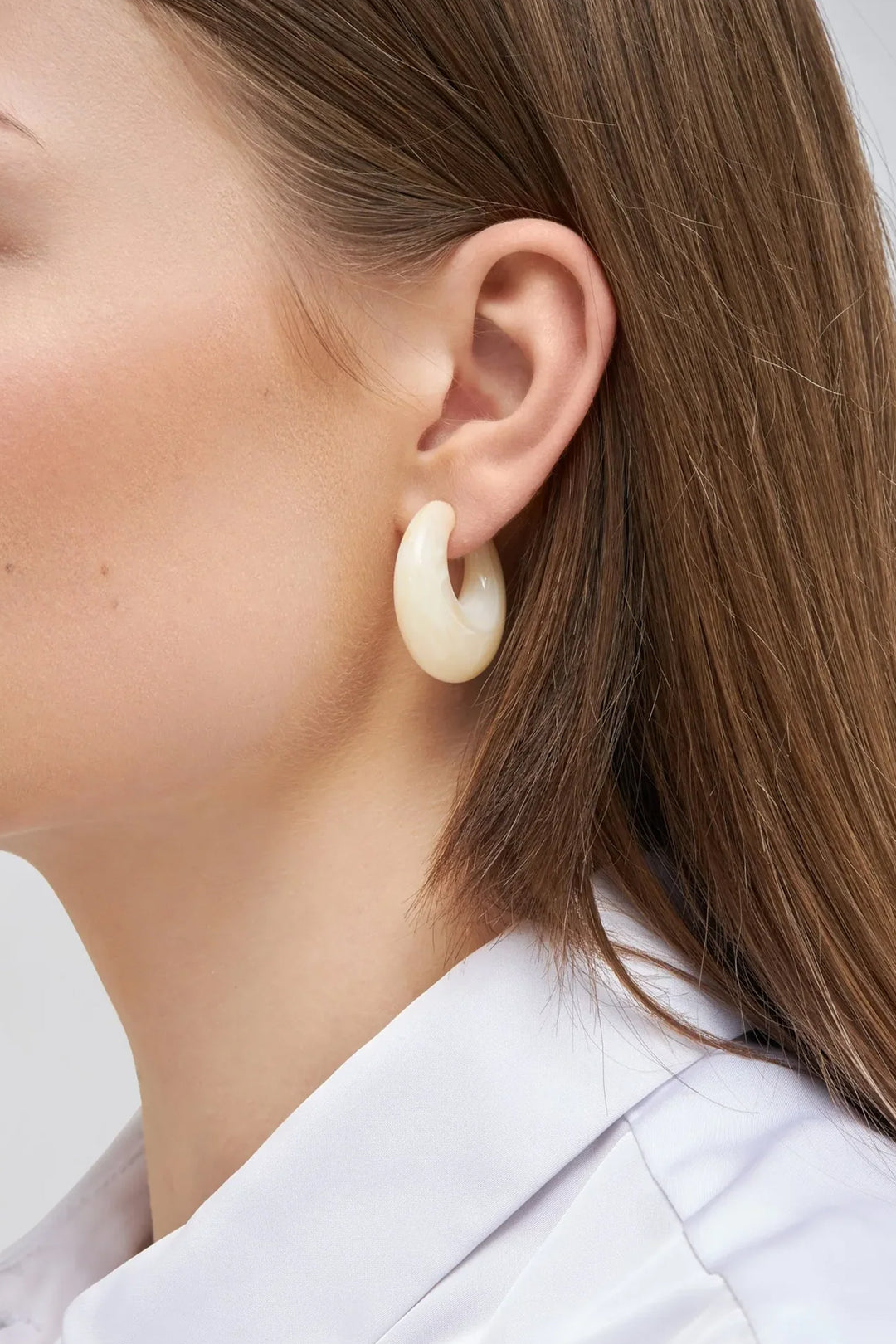 Vanessa Baroni Moon Earrings - Pearl Marble