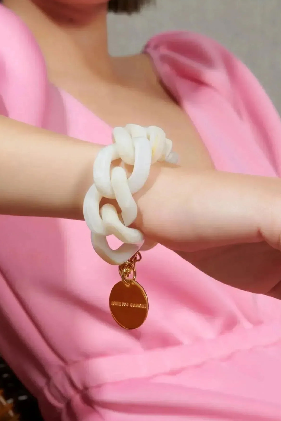 Vanessa Baroni Flat Chain Bracelet - Pearl Marble