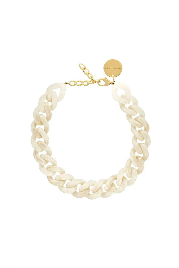 Vanessa Baroni Flat Chain Necklace - Pearl Marble