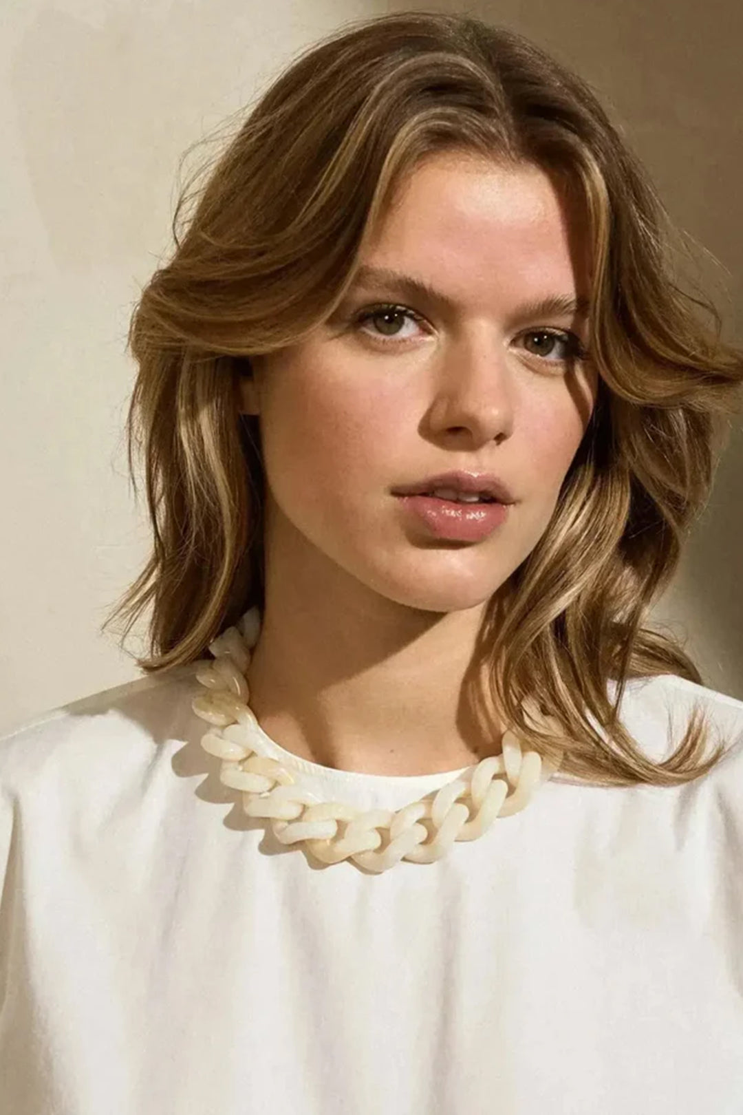 Vanessa Baroni Flat Chain Necklace - Pearl Marble