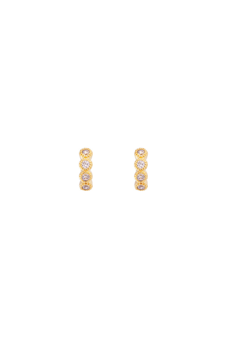 Fairley Vintage Crystal Huggies - Gold