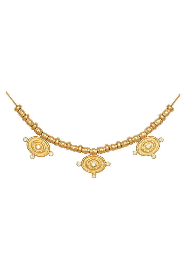 Temple Of The Sun Reign Oval Statement Necklace - Gold