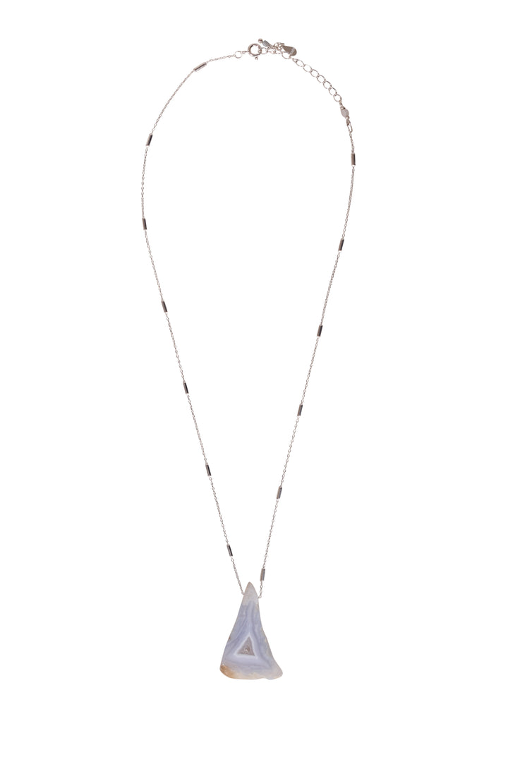 Alouette Design Blue Lace Agate Pendant Necklace - Blue