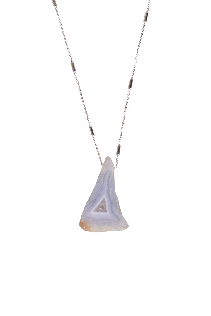 Alouette Design Blue Lace Agate Pendant Necklace - Blue