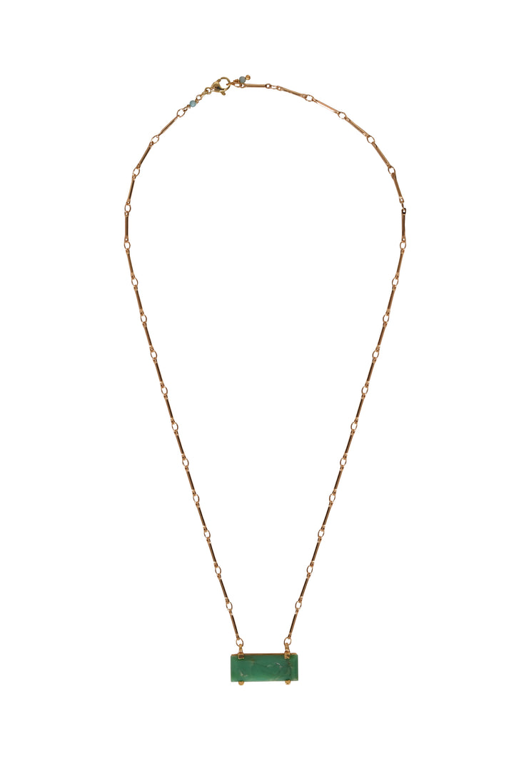 Alouette Design Bar Pendant Necklace - Green