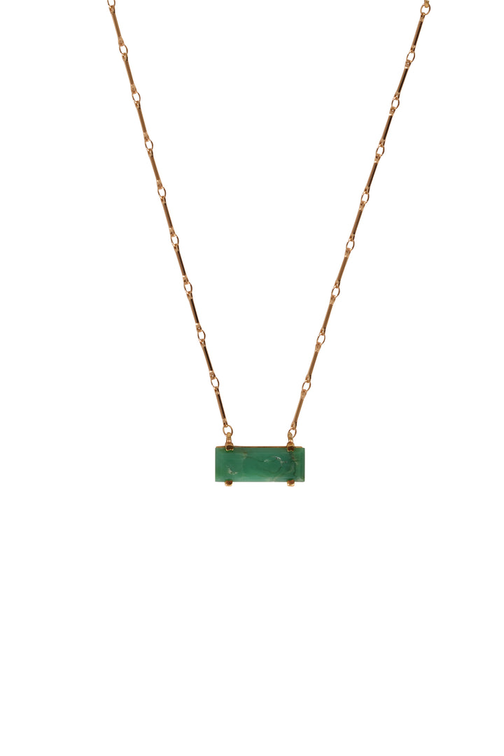 Alouette Design Bar Pendant Necklace - Green