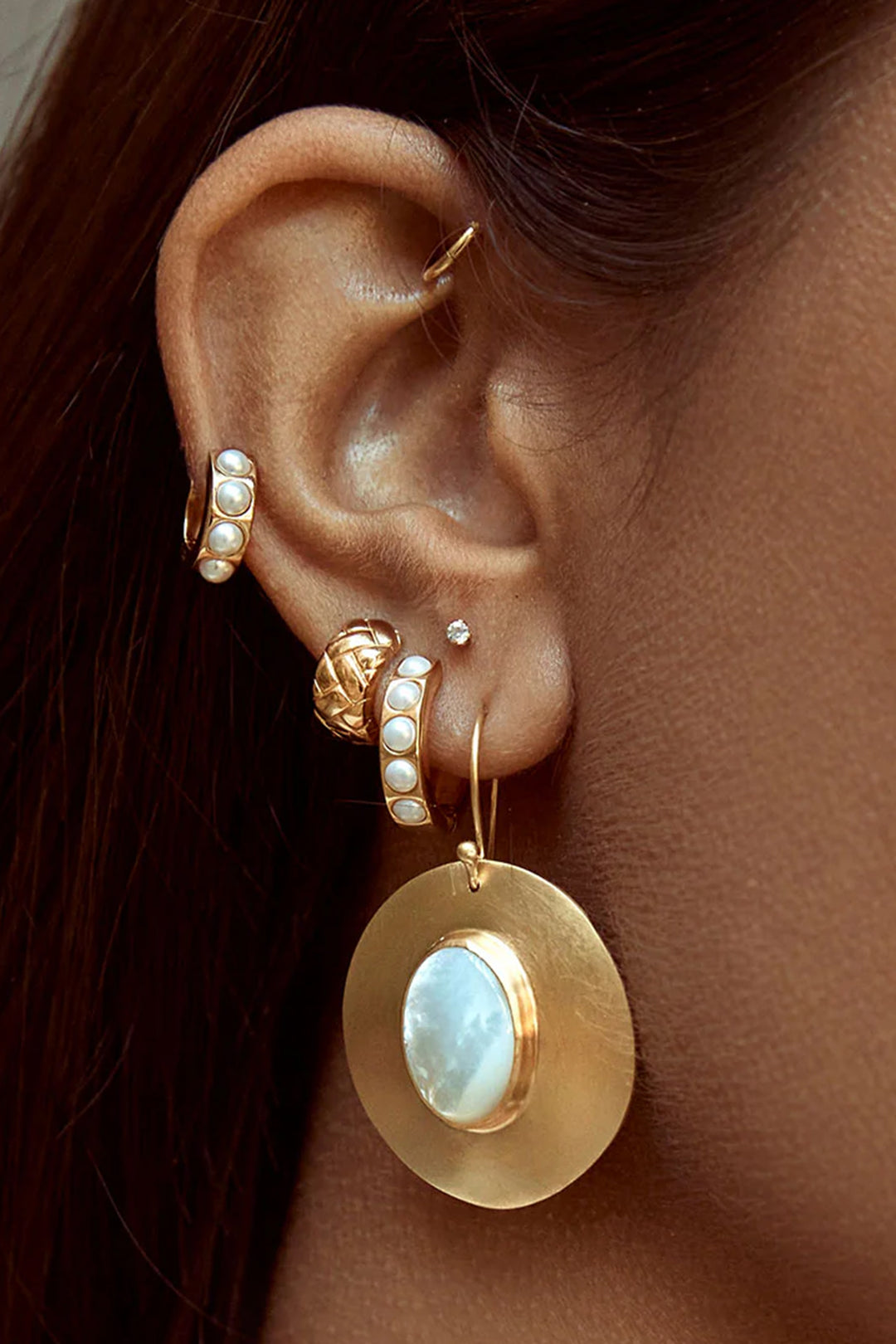 Fairley Crystal Pearl Midi Hoops