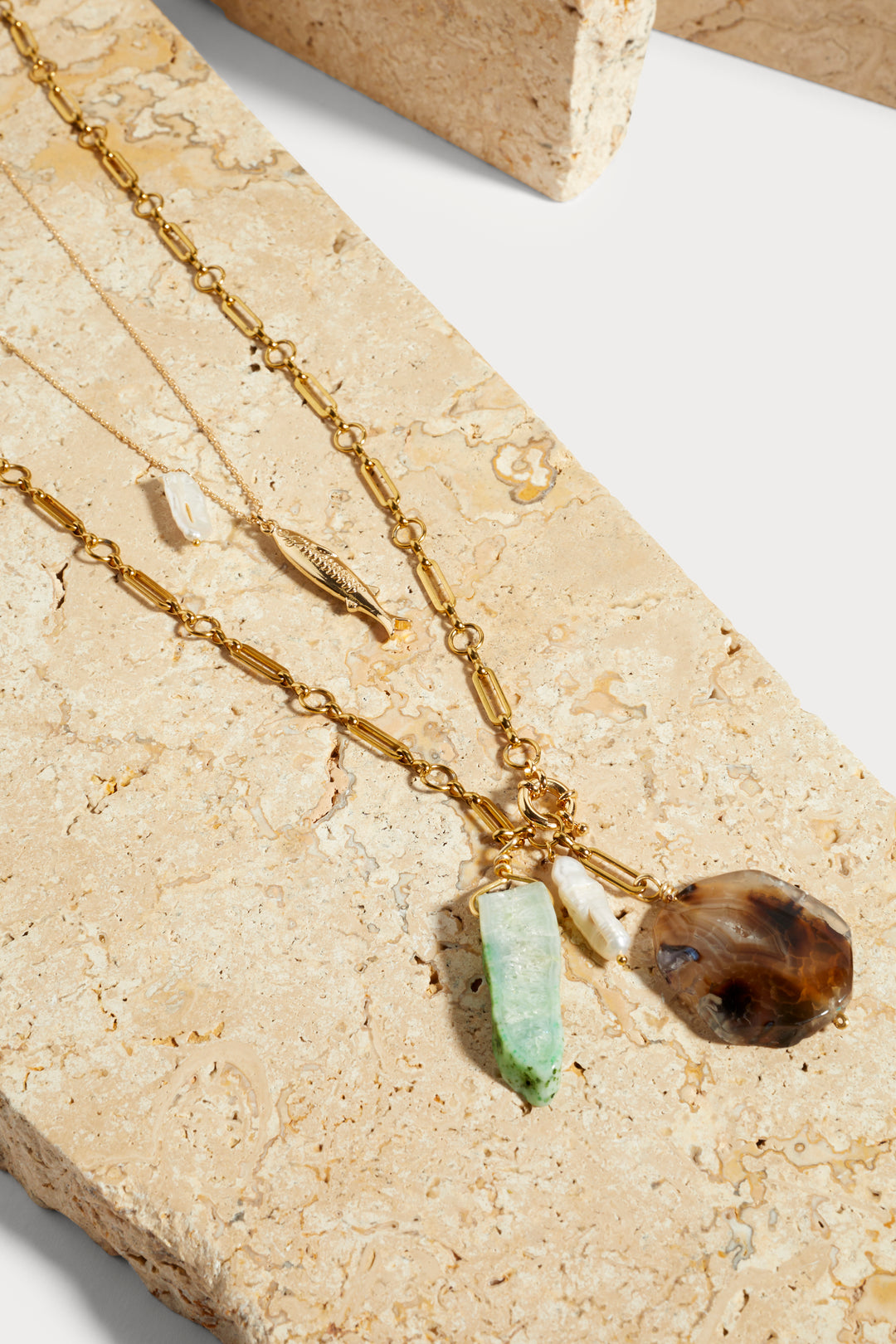 Alouette Design Pearl and Stone Drop Necklace