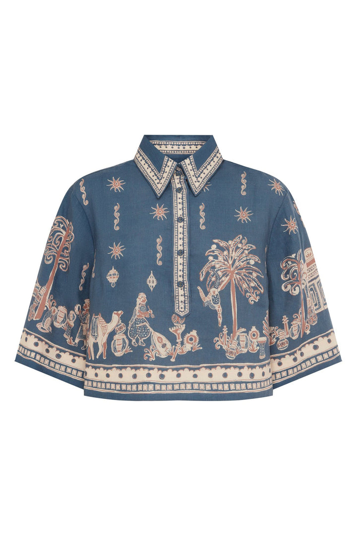 Alemais Acacia Cropped Shirt - Blue