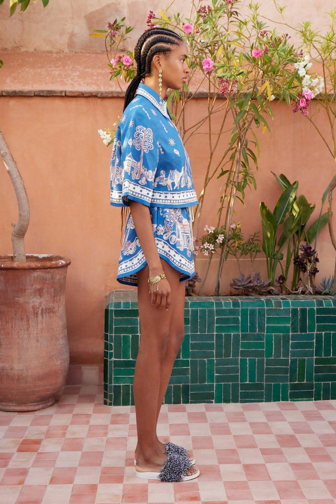 Alemais Acacia Cropped Shirt - Blue