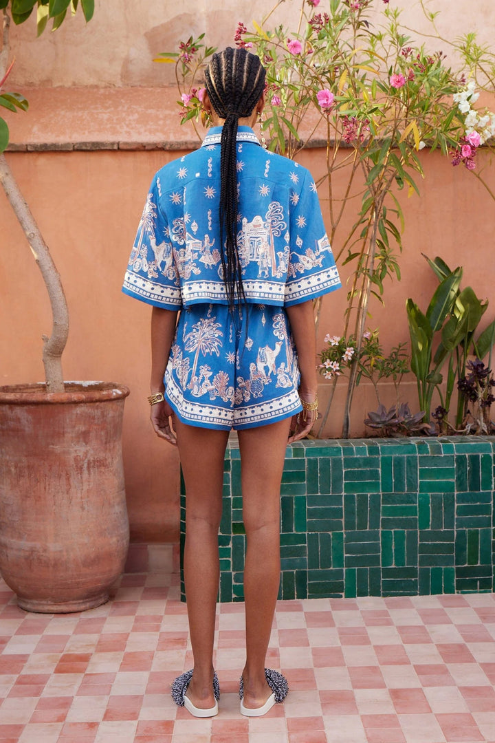 Alemais Acacia Cropped Shirt - Blue